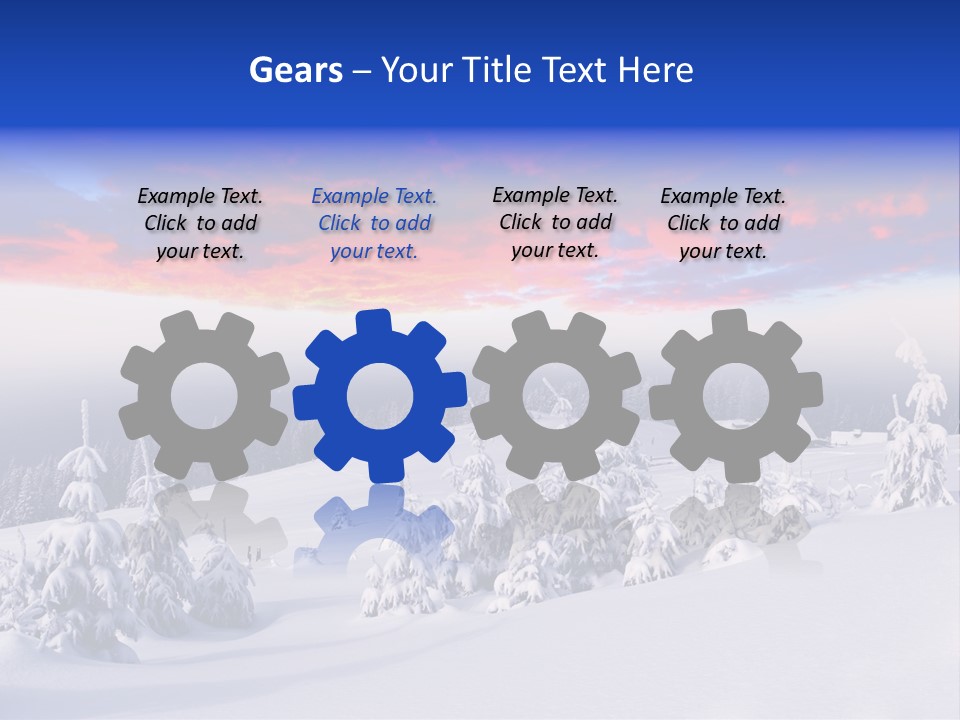 A Snowy Landscape With Trees And A House In The Distance PowerPoint Template