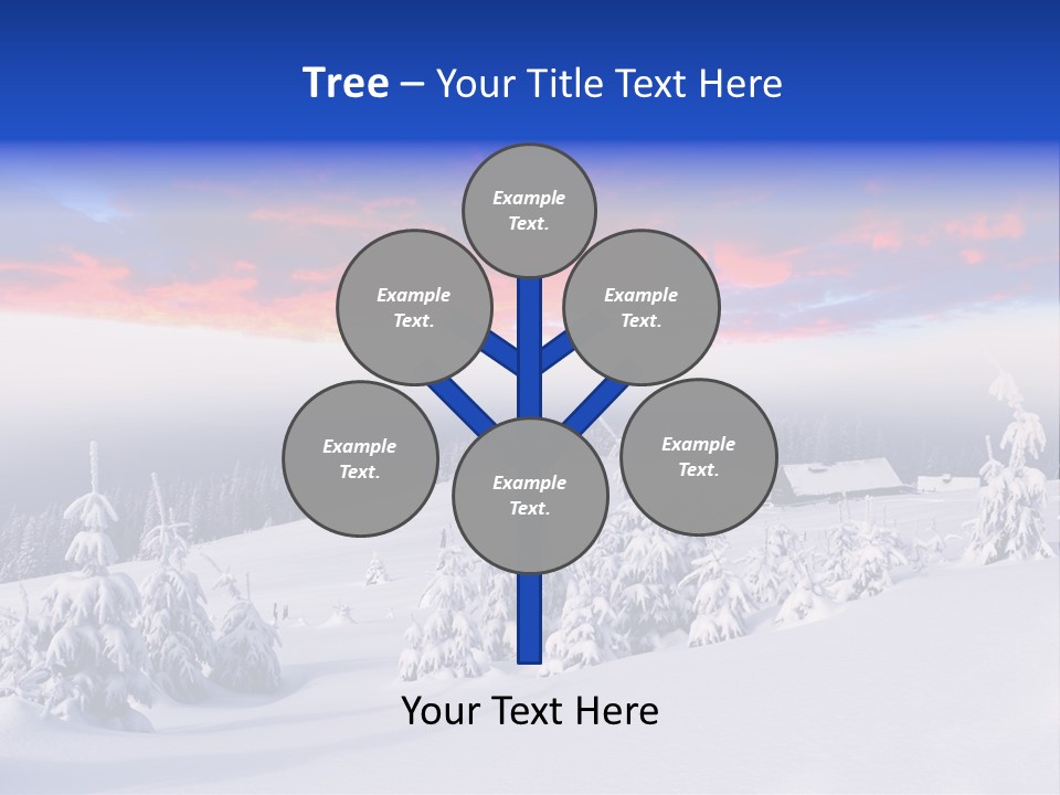 A Snowy Landscape With Trees And A House In The Distance PowerPoint Template