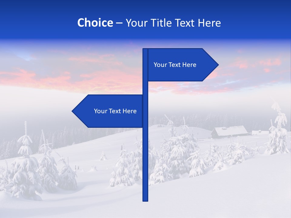 A Snowy Landscape With Trees And A House In The Distance PowerPoint Template