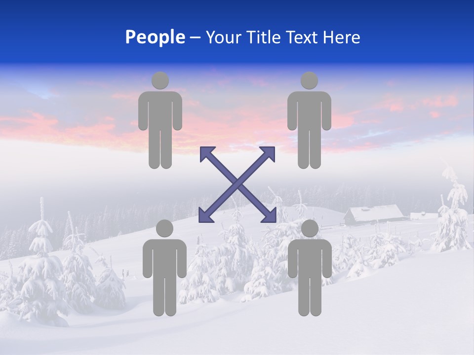 A Snowy Landscape With Trees And A House In The Distance PowerPoint Template