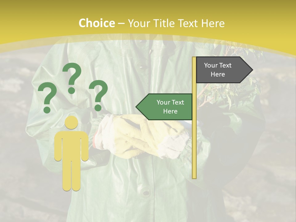 White Holding Green PowerPoint Template