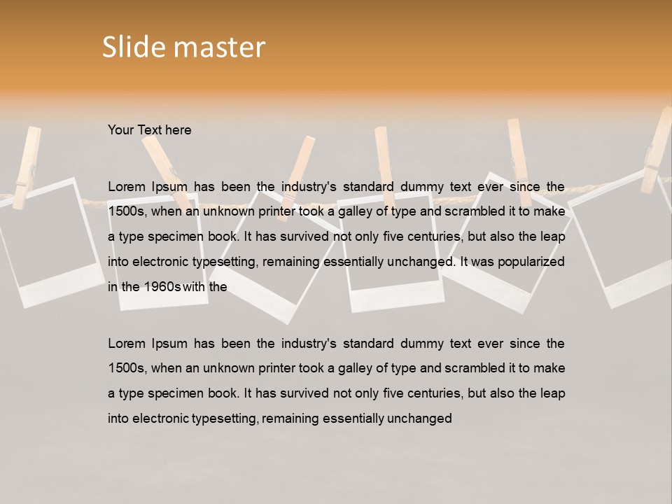 Frames Corkboard Orange PowerPoint Template