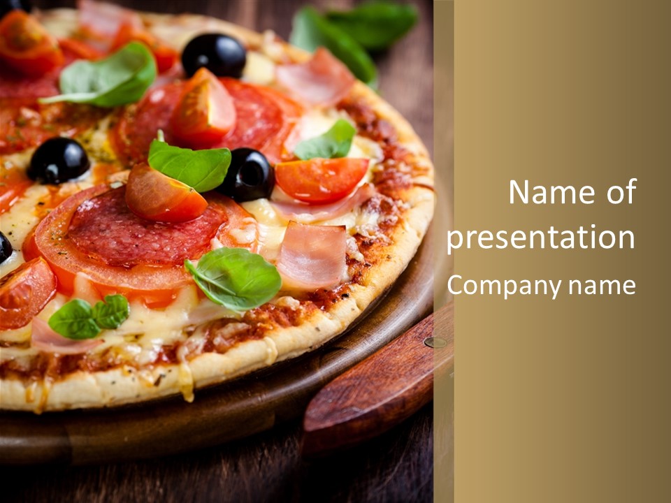 Herbs Chopping Board Pizza PowerPoint Template