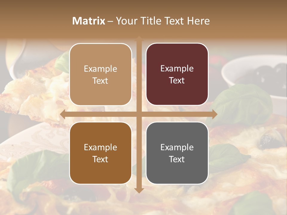 A Plate Of Pizza With Olives And Tomatoes PowerPoint Template
