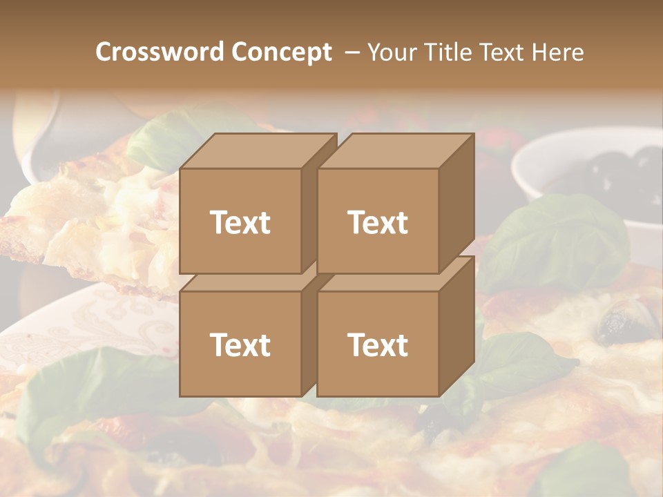 A Plate Of Pizza With Olives And Tomatoes PowerPoint Template