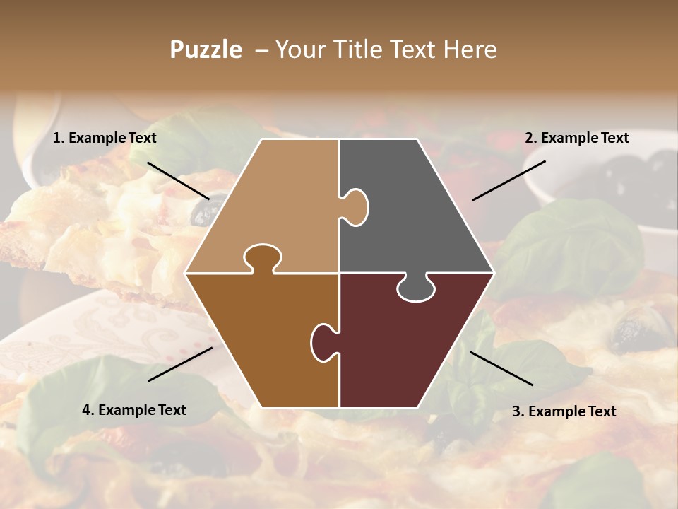 A Plate Of Pizza With Olives And Tomatoes PowerPoint Template