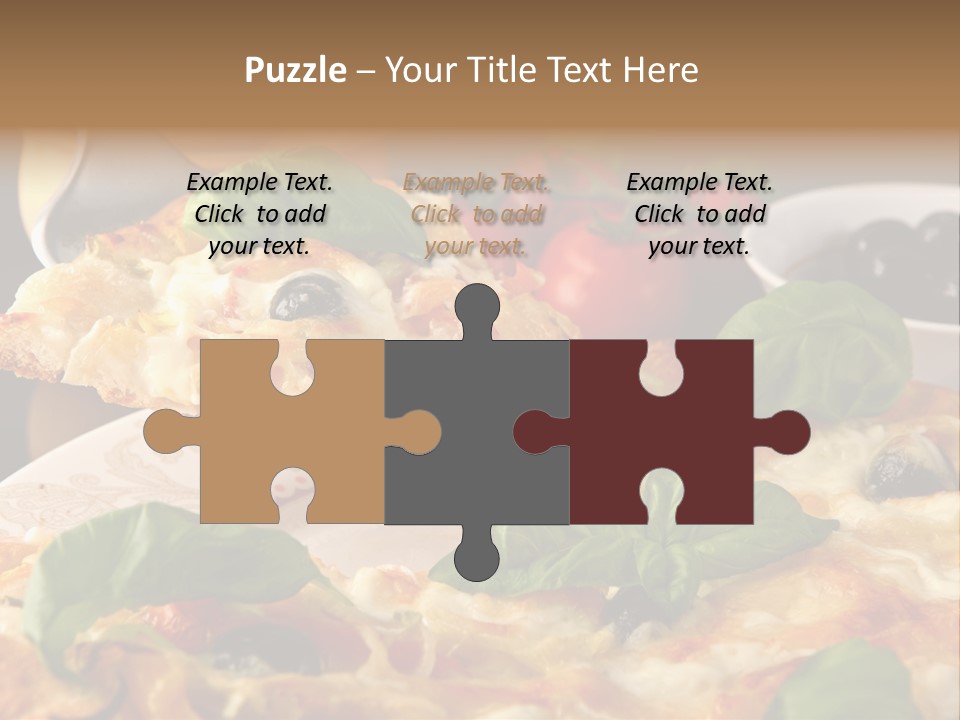 A Plate Of Pizza With Olives And Tomatoes PowerPoint Template