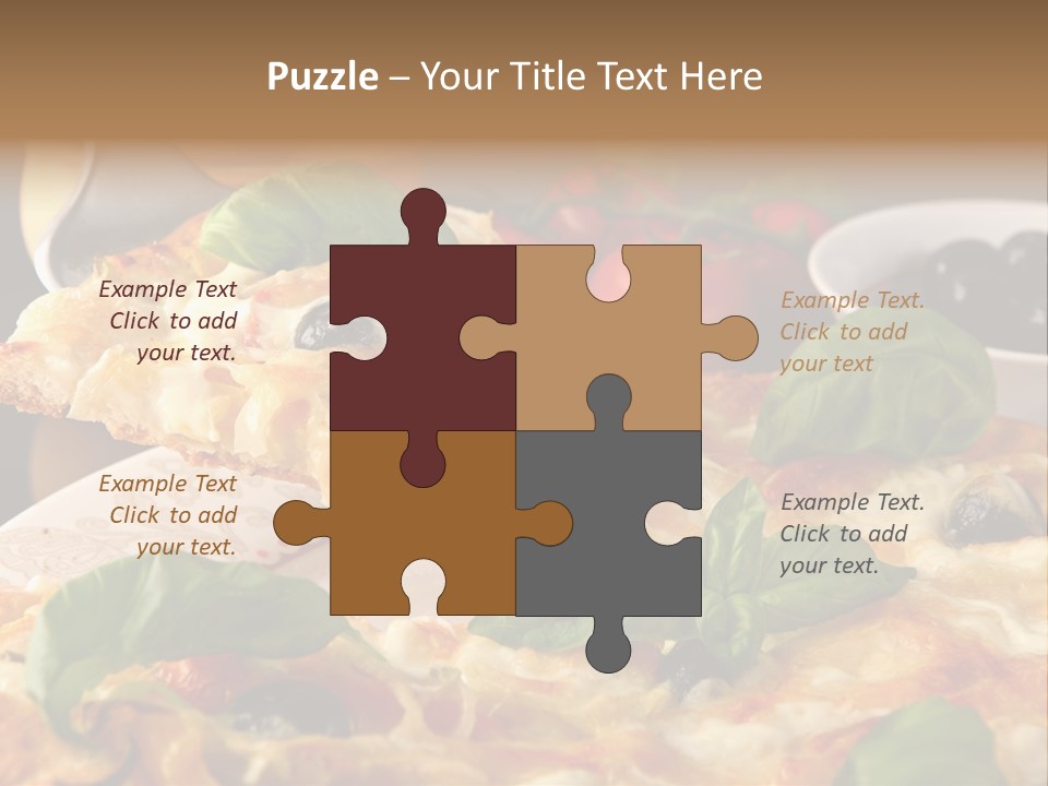 A Plate Of Pizza With Olives And Tomatoes PowerPoint Template