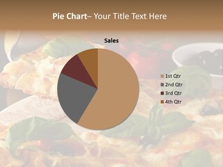 A Plate Of Pizza With Olives And Tomatoes PowerPoint Template