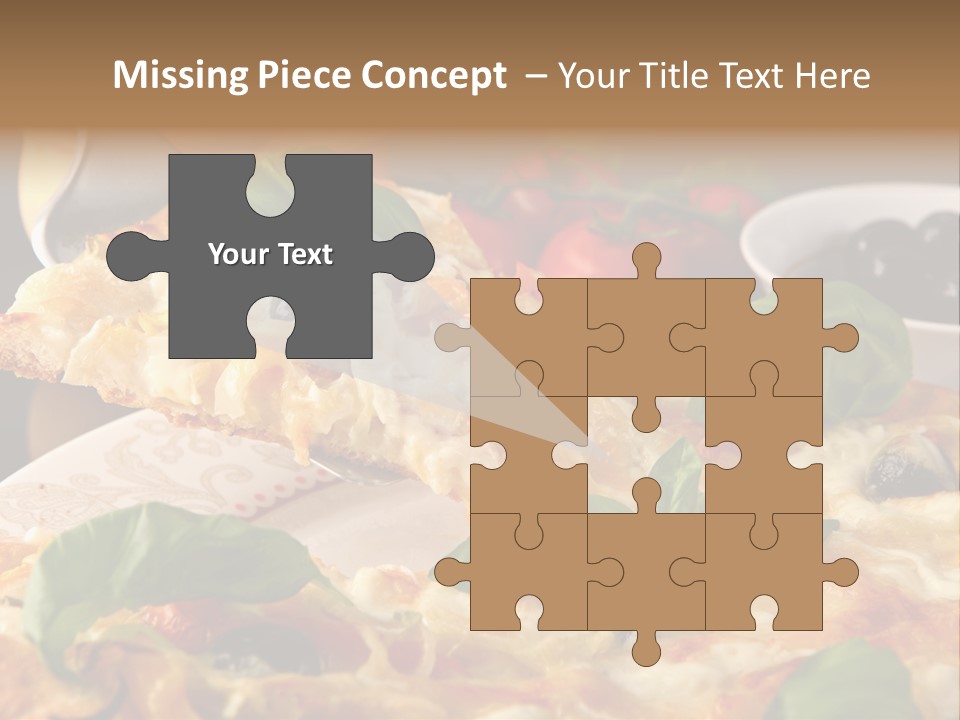 A Plate Of Pizza With Olives And Tomatoes PowerPoint Template