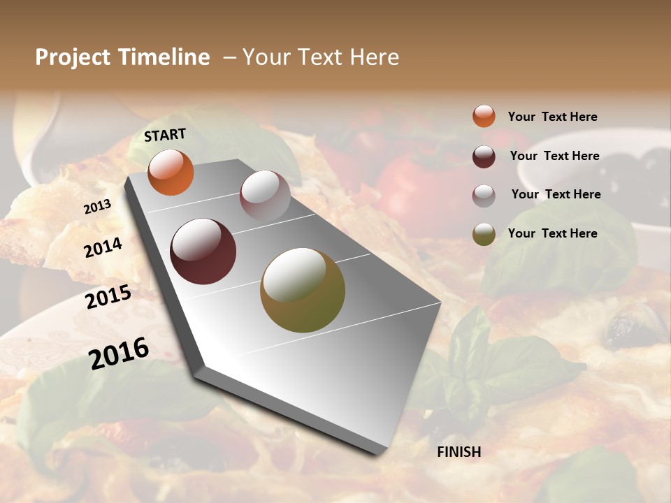 A Plate Of Pizza With Olives And Tomatoes PowerPoint Template