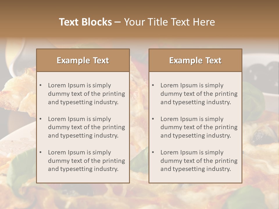 A Plate Of Pizza With Olives And Tomatoes PowerPoint Template
