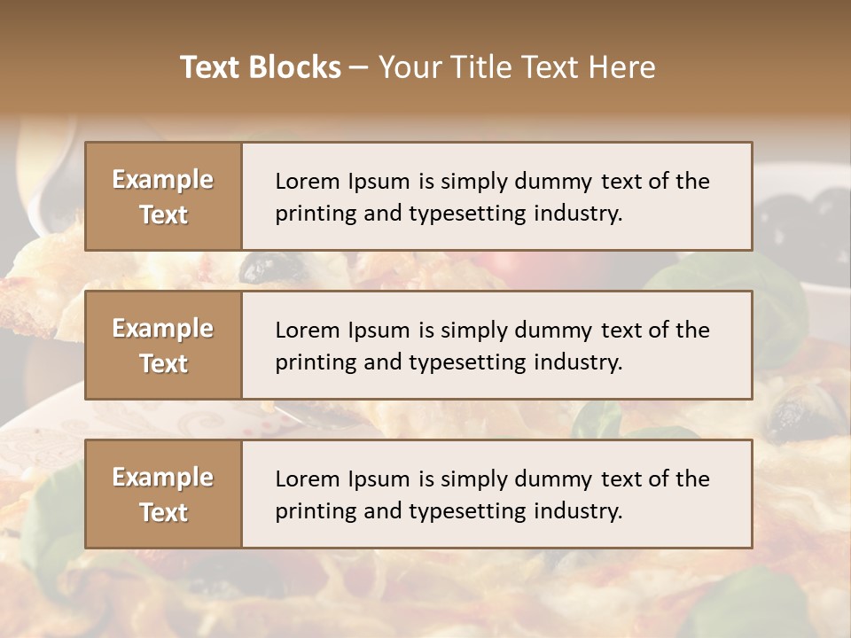 A Plate Of Pizza With Olives And Tomatoes PowerPoint Template