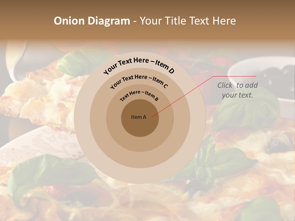 A Plate Of Pizza With Olives And Tomatoes PowerPoint Template