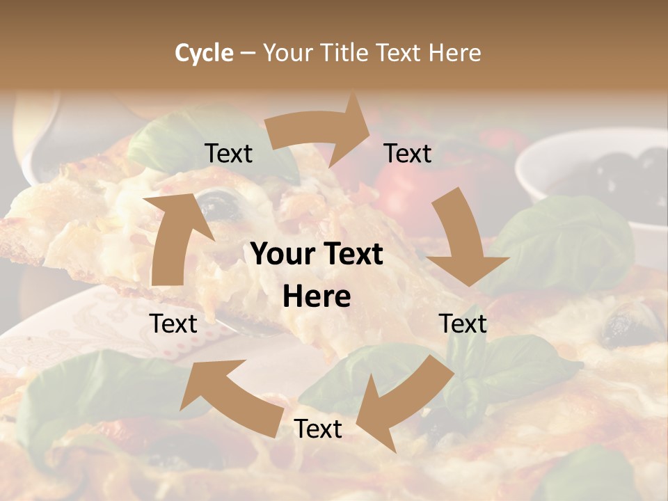 A Plate Of Pizza With Olives And Tomatoes PowerPoint Template