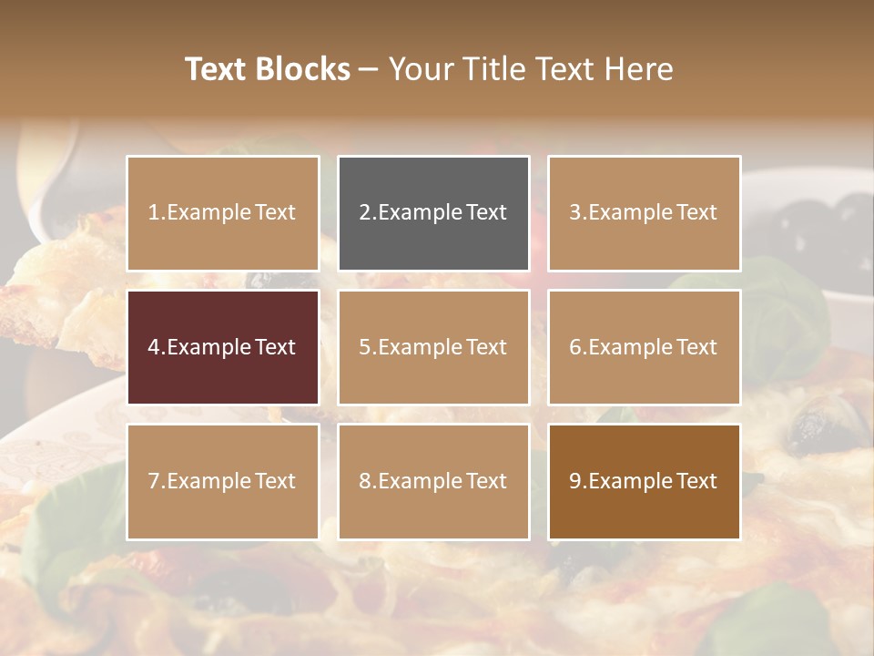 A Plate Of Pizza With Olives And Tomatoes PowerPoint Template