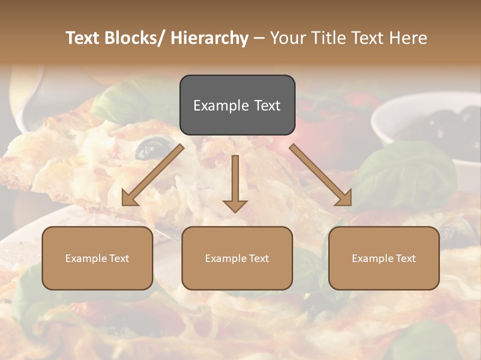 A Plate Of Pizza With Olives And Tomatoes PowerPoint Template