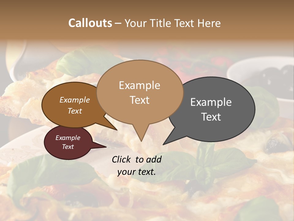 A Plate Of Pizza With Olives And Tomatoes PowerPoint Template