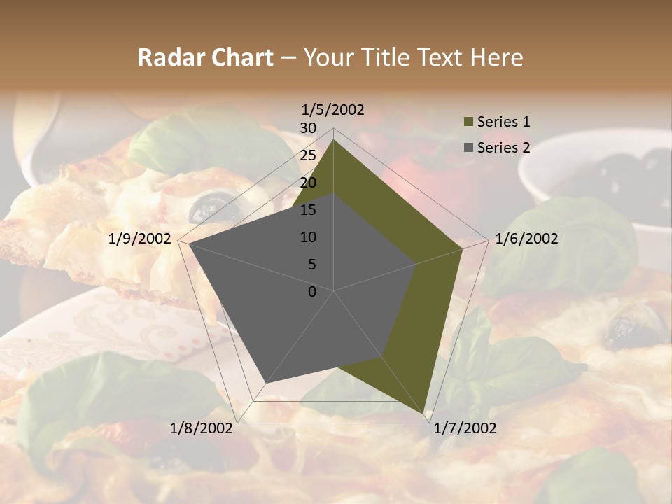 A Plate Of Pizza With Olives And Tomatoes PowerPoint Template