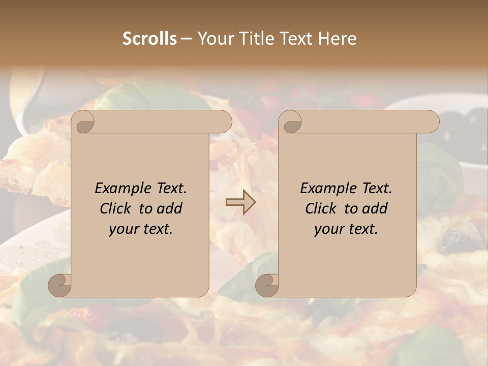 A Plate Of Pizza With Olives And Tomatoes PowerPoint Template