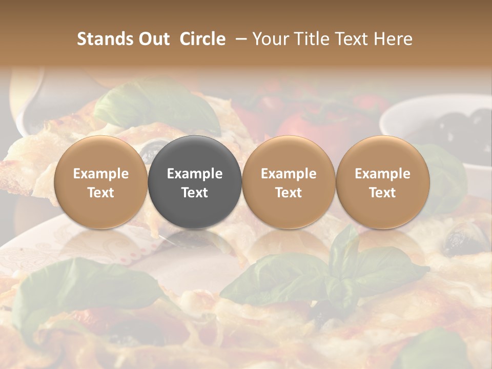 A Plate Of Pizza With Olives And Tomatoes PowerPoint Template