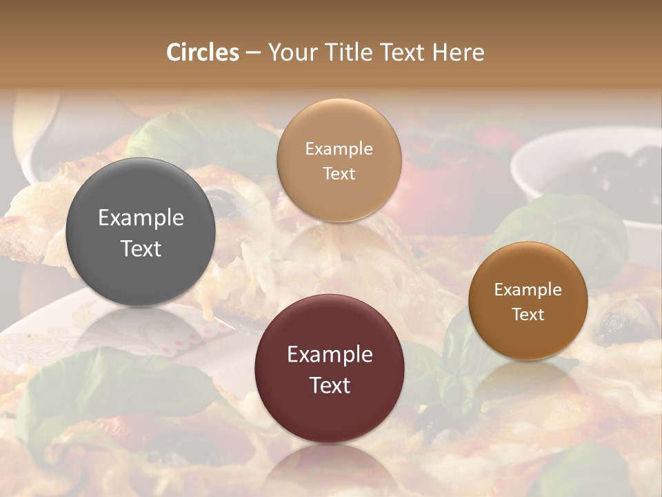 A Plate Of Pizza With Olives And Tomatoes PowerPoint Template