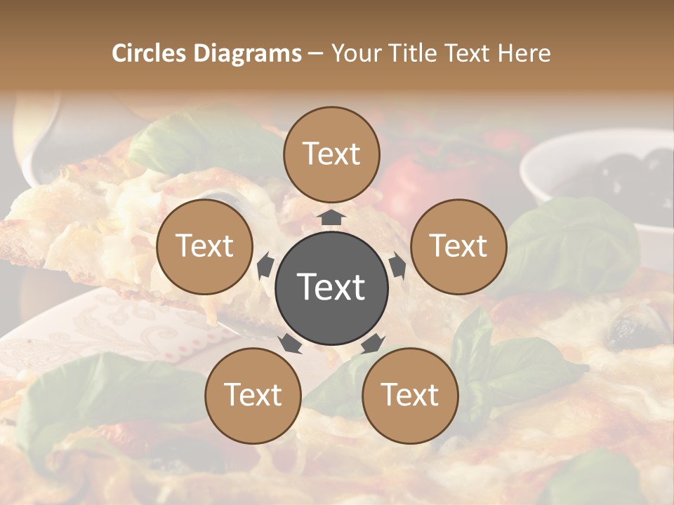 A Plate Of Pizza With Olives And Tomatoes PowerPoint Template
