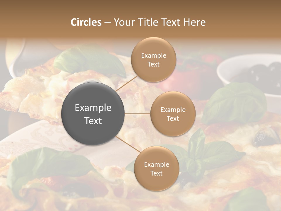 A Plate Of Pizza With Olives And Tomatoes PowerPoint Template