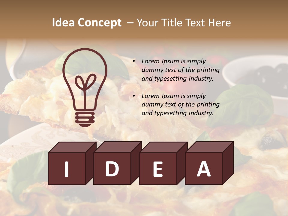 A Plate Of Pizza With Olives And Tomatoes PowerPoint Template