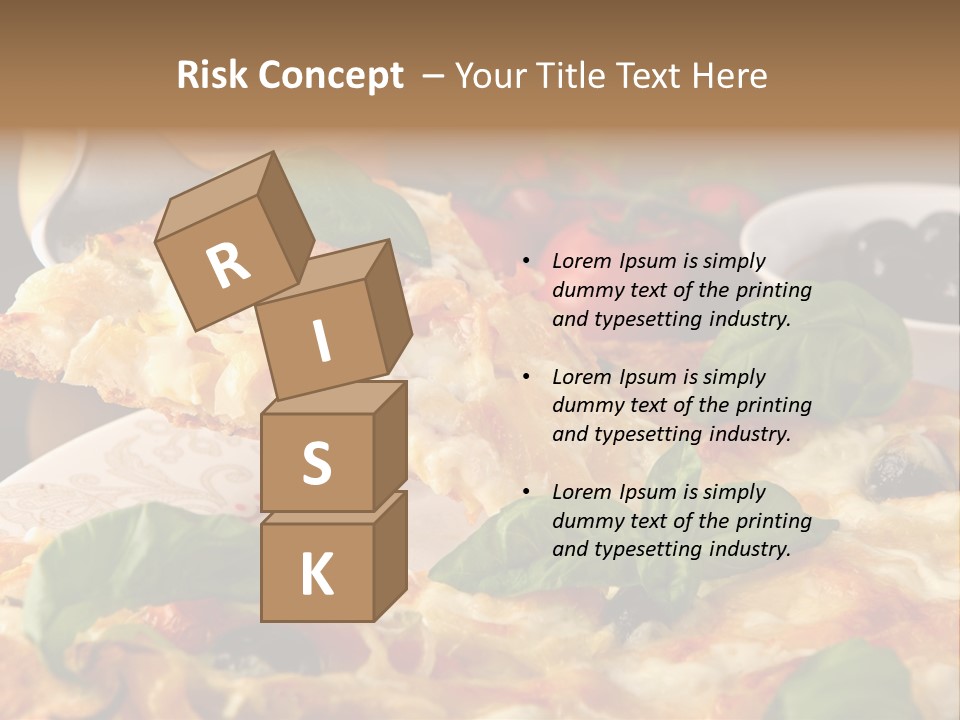 A Plate Of Pizza With Olives And Tomatoes PowerPoint Template