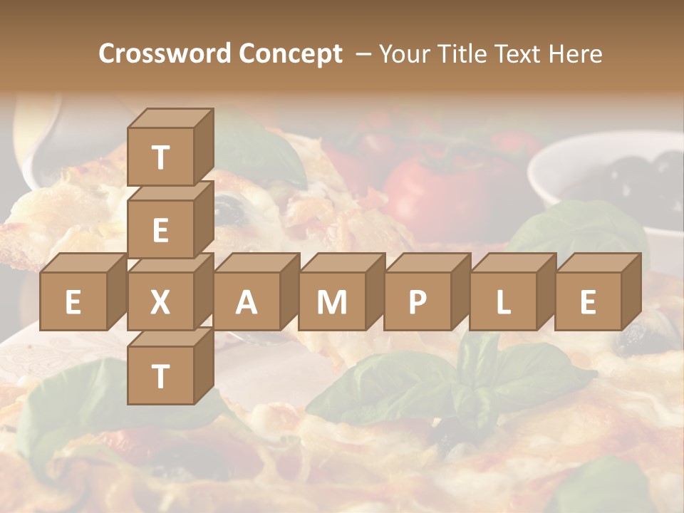 A Plate Of Pizza With Olives And Tomatoes PowerPoint Template