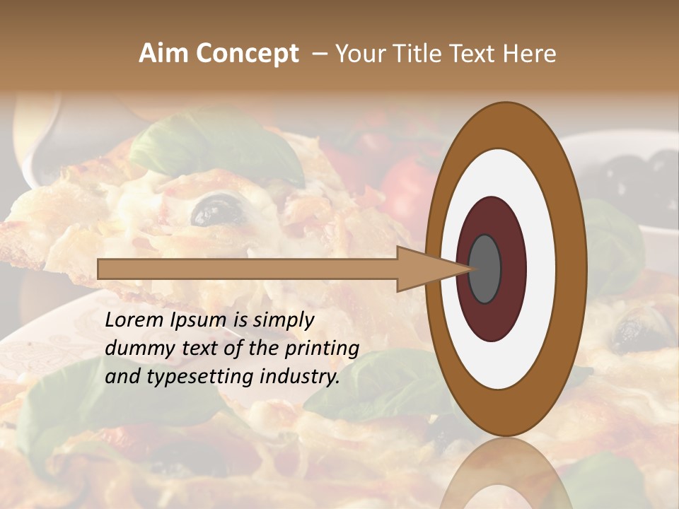 A Plate Of Pizza With Olives And Tomatoes PowerPoint Template