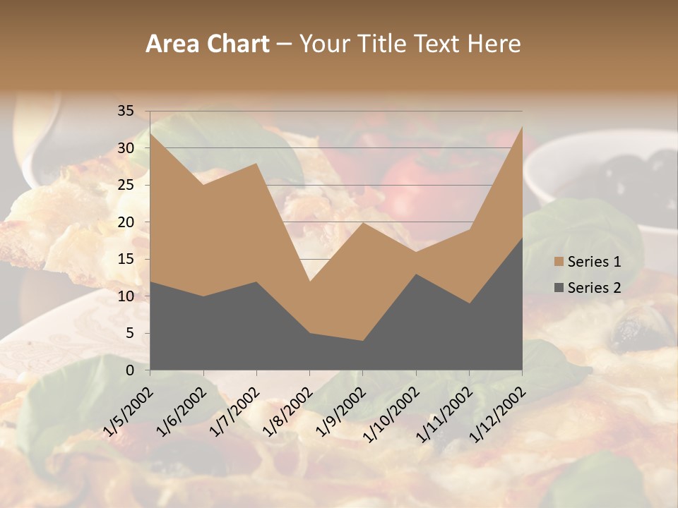 A Plate Of Pizza With Olives And Tomatoes PowerPoint Template