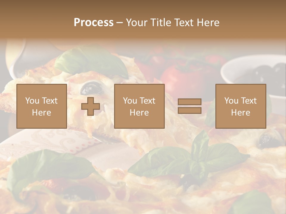 A Plate Of Pizza With Olives And Tomatoes PowerPoint Template