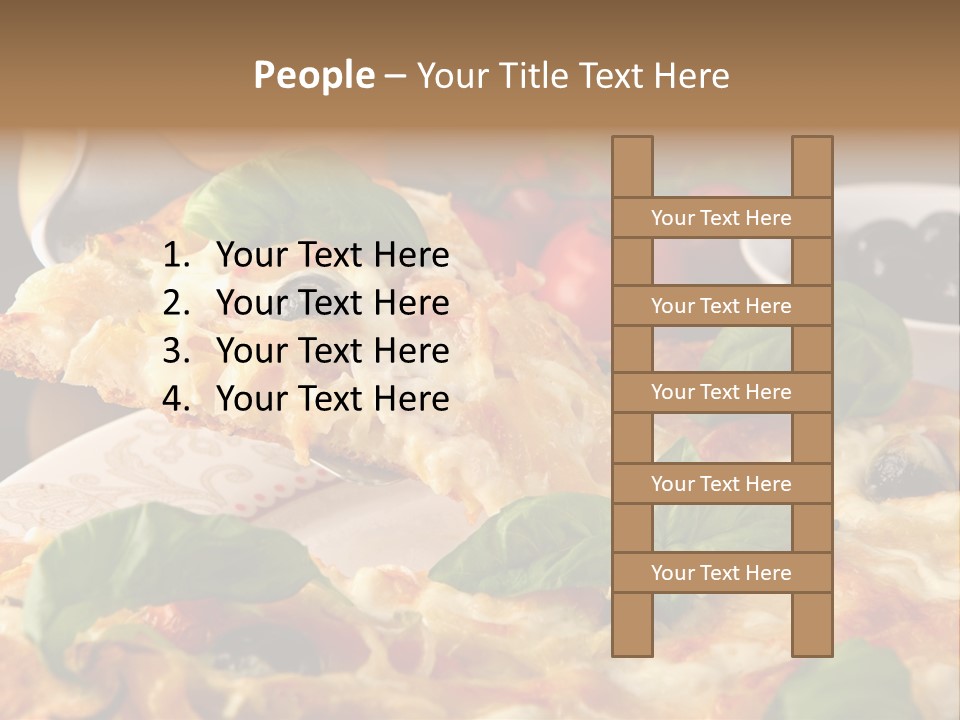A Plate Of Pizza With Olives And Tomatoes PowerPoint Template