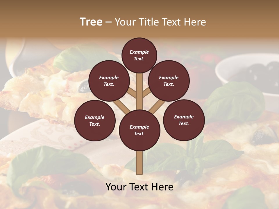 A Plate Of Pizza With Olives And Tomatoes PowerPoint Template