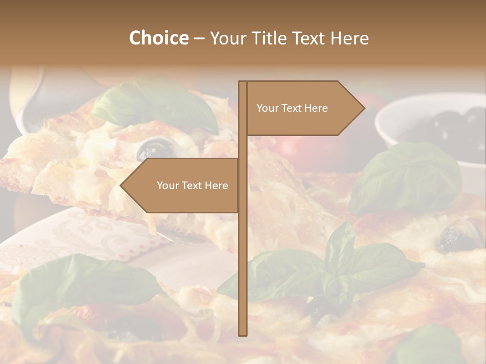 A Plate Of Pizza With Olives And Tomatoes PowerPoint Template