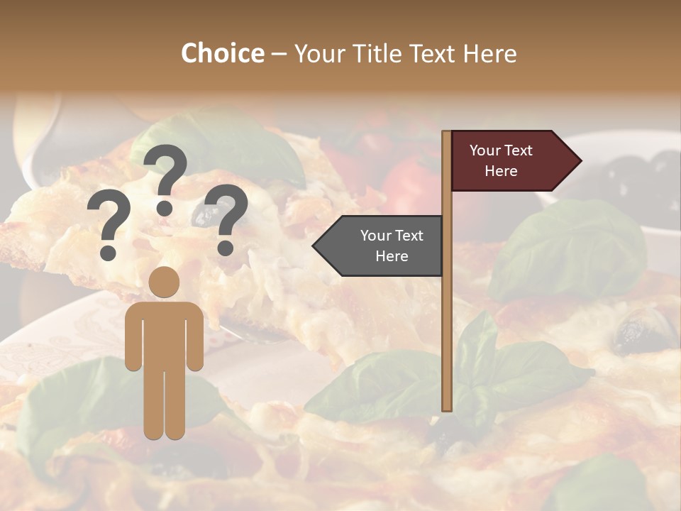 A Plate Of Pizza With Olives And Tomatoes PowerPoint Template