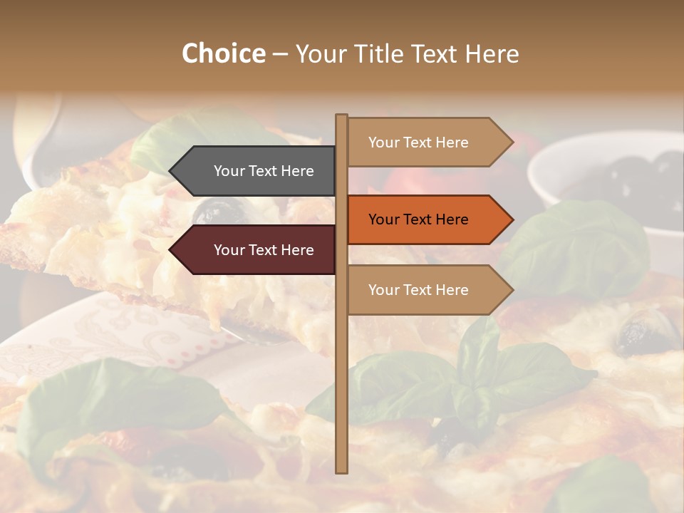 A Plate Of Pizza With Olives And Tomatoes PowerPoint Template