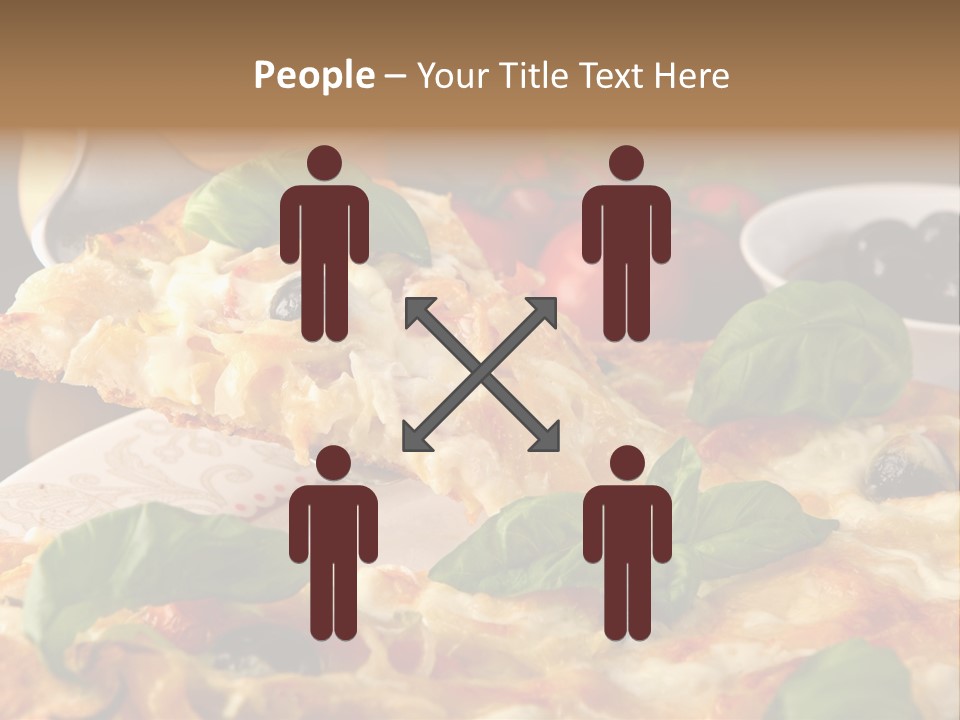 A Plate Of Pizza With Olives And Tomatoes PowerPoint Template