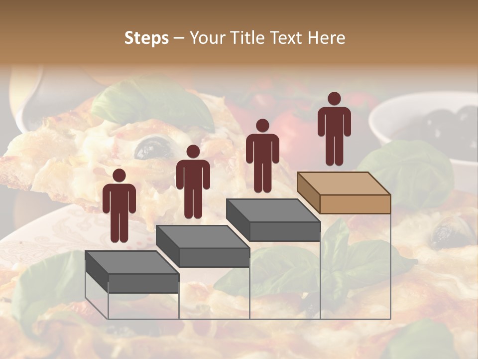 A Plate Of Pizza With Olives And Tomatoes PowerPoint Template