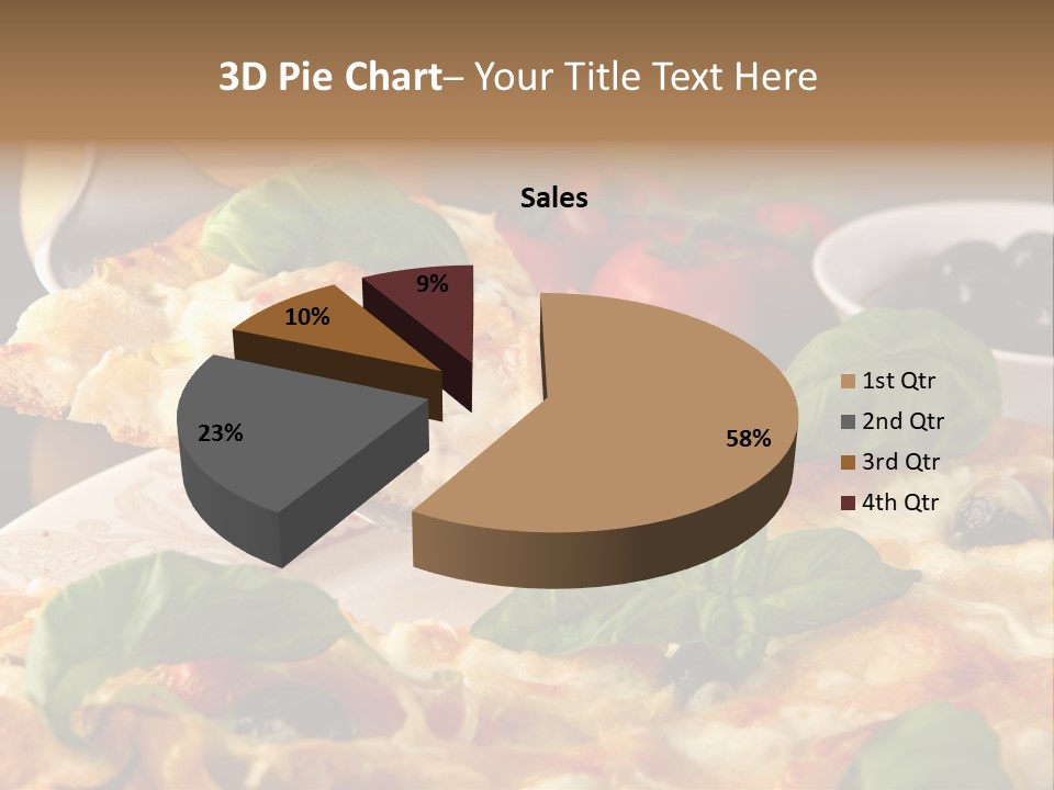 A Plate Of Pizza With Olives And Tomatoes PowerPoint Template