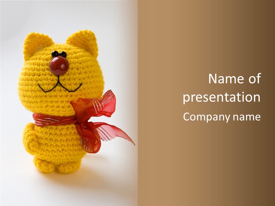 Yellow Cat Play PowerPoint Template