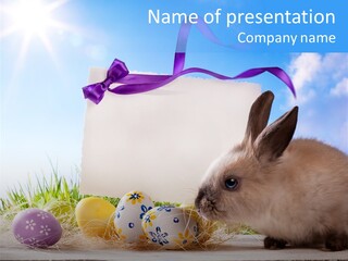 Happy Easter Card Grass PowerPoint Template