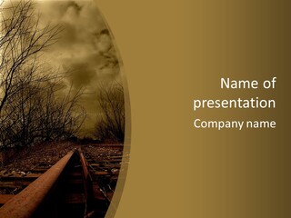 Tracks Rails Arrive PowerPoint Template