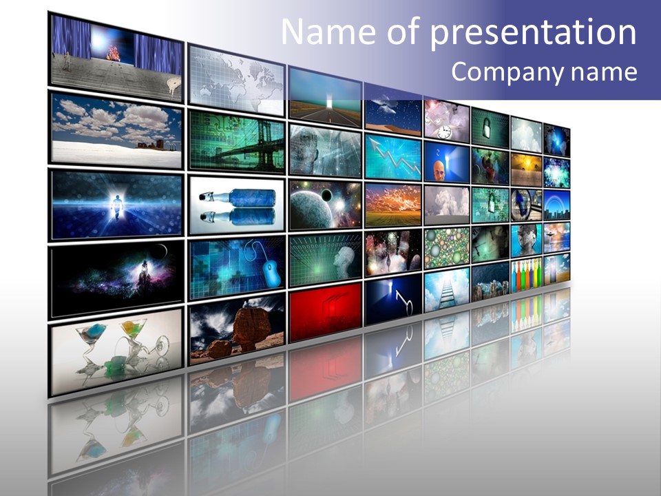 Flatscreen Broadcast Black PowerPoint Template