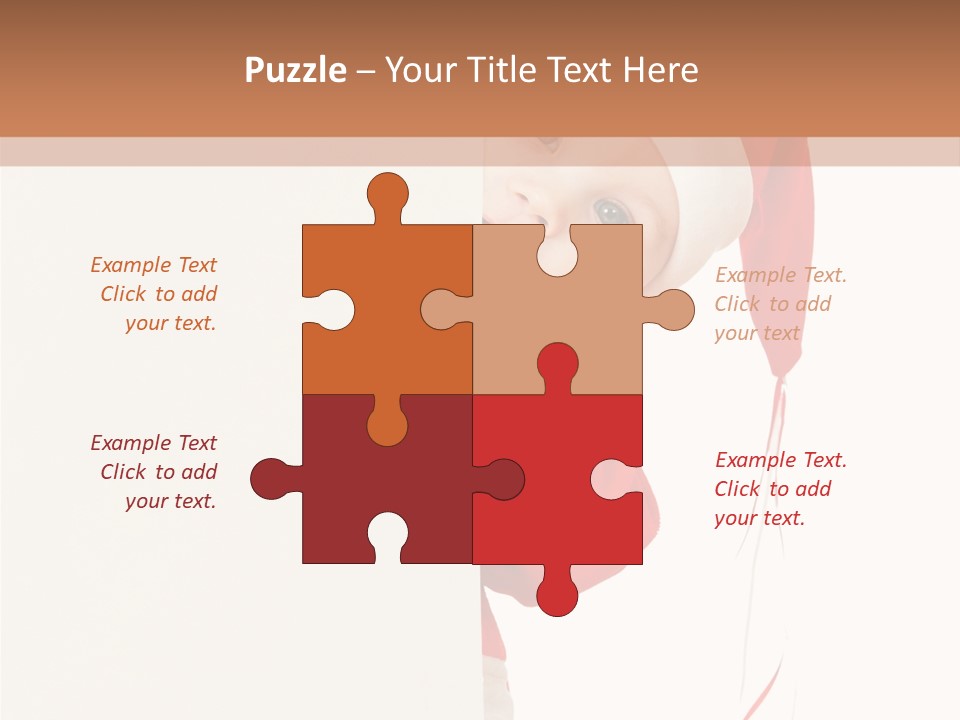 A Baby In A Santa Hat Peeking Out From Behind A Wall PowerPoint Template