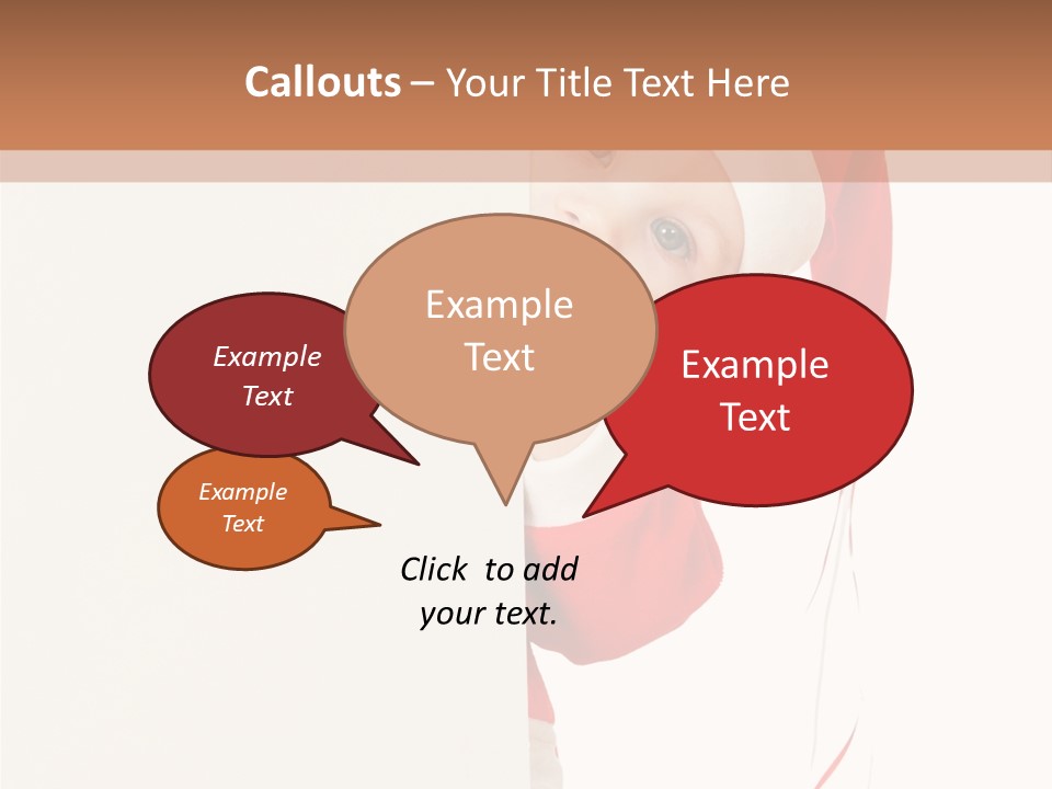 A Baby In A Santa Hat Peeking Out From Behind A Wall PowerPoint Template