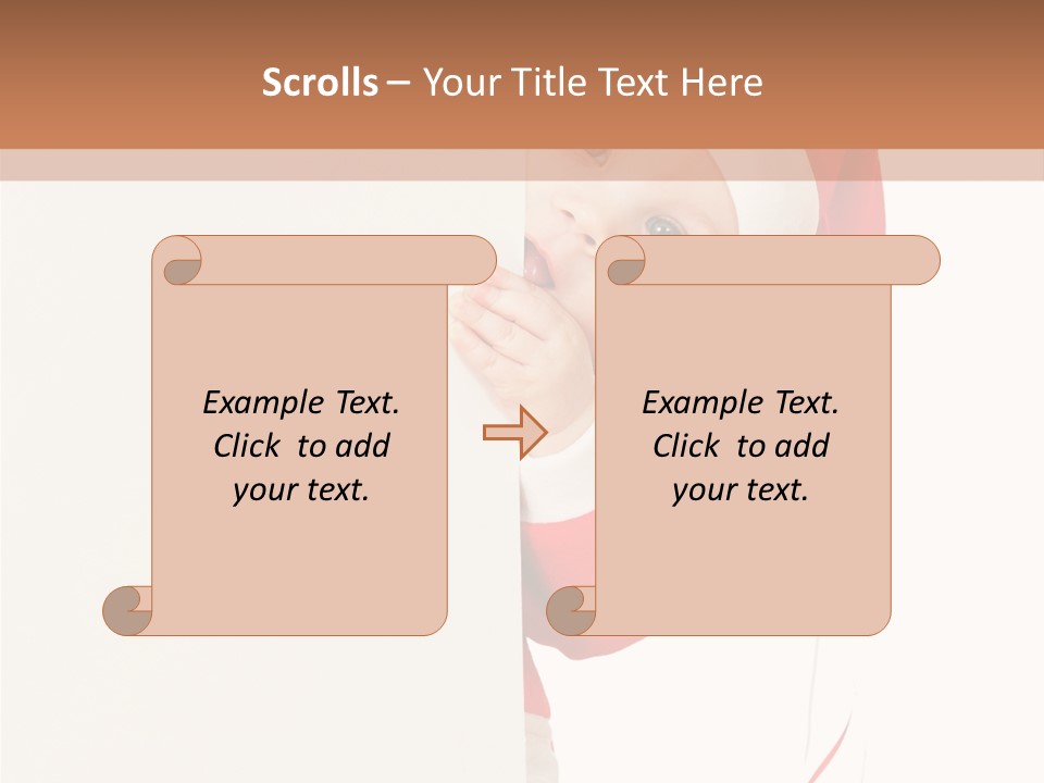 A Baby In A Santa Hat Peeking Out From Behind A Wall PowerPoint Template