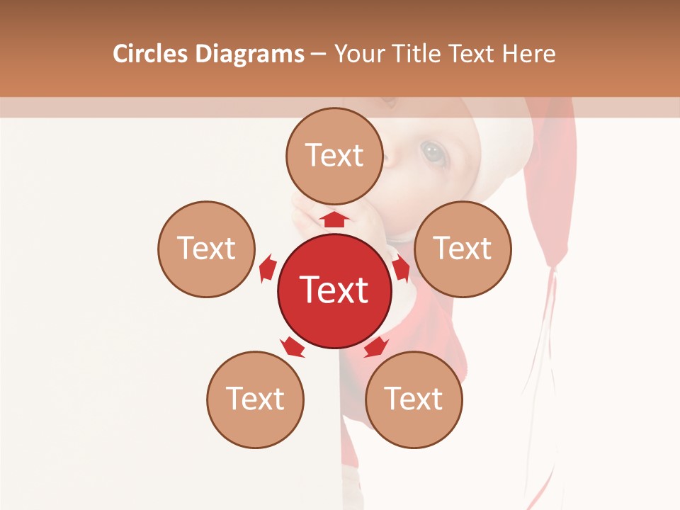 A Baby In A Santa Hat Peeking Out From Behind A Wall PowerPoint Template